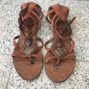 Sam Edelman Size 7.5 Strappy Suede Stone Sandal